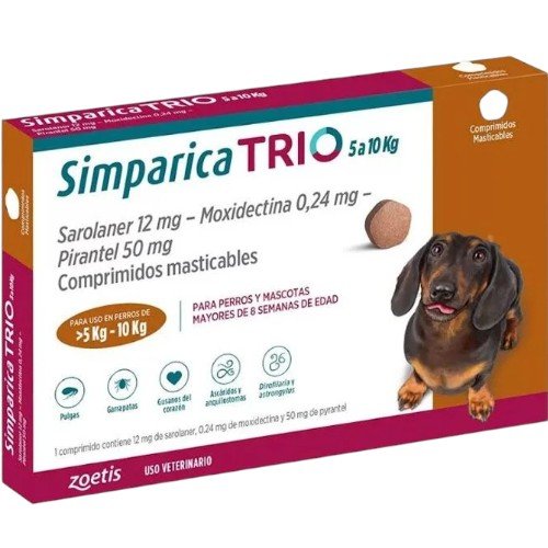 SIMPARICA TRIO 5-10 KG 1 COMPRIMIDO por mayor en Chile