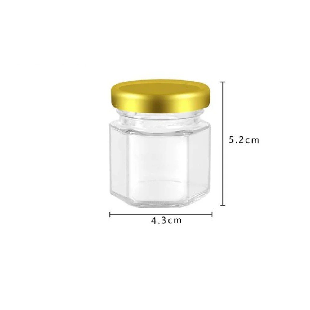Botella de vidrio hexagonal de 45 ml con tapa dorada 45ml / 5.2 X 4.3CM por mayor en Chile