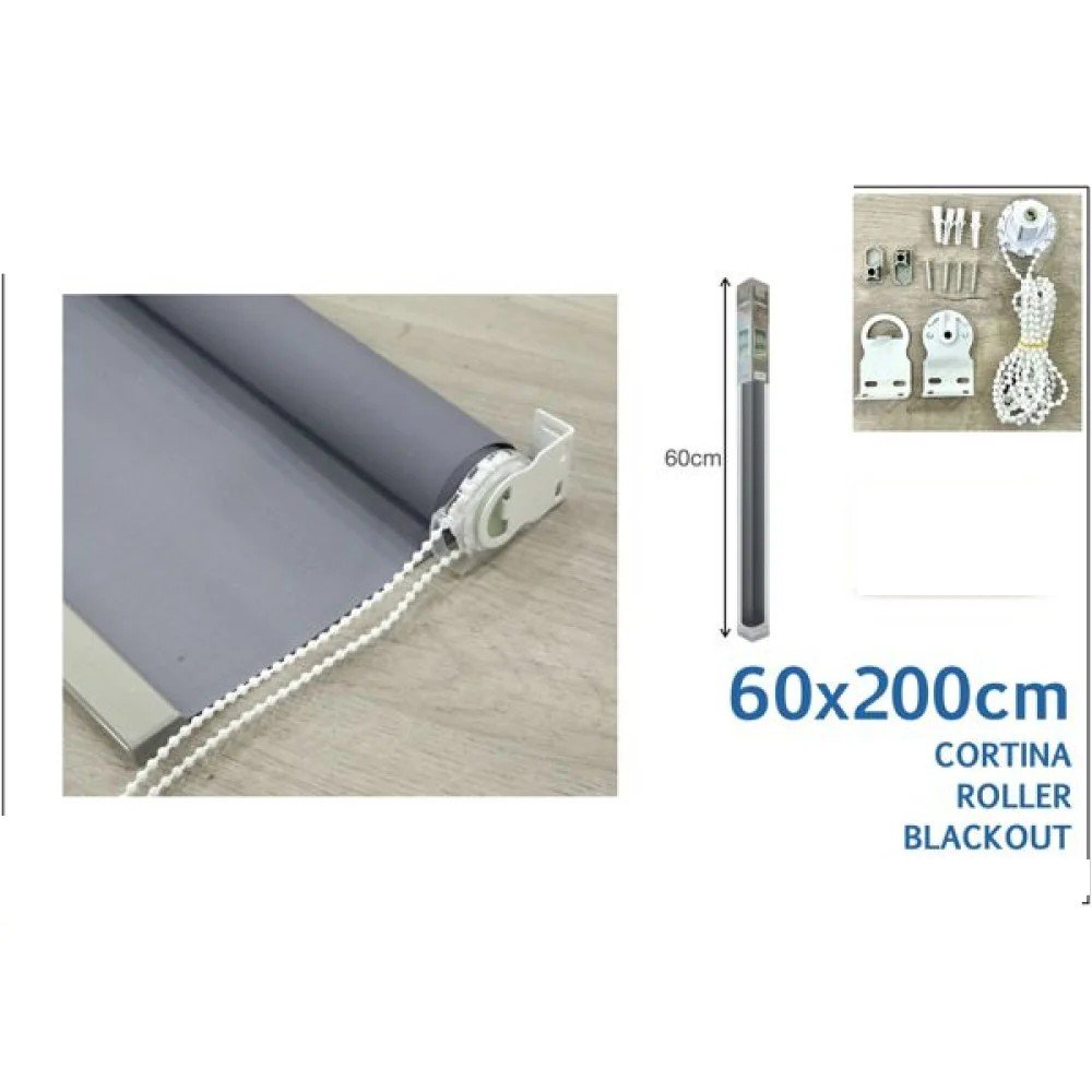 CORTINA ROLLER BLACKOUT GRIS 60 X 200 CM por mayor en Chile