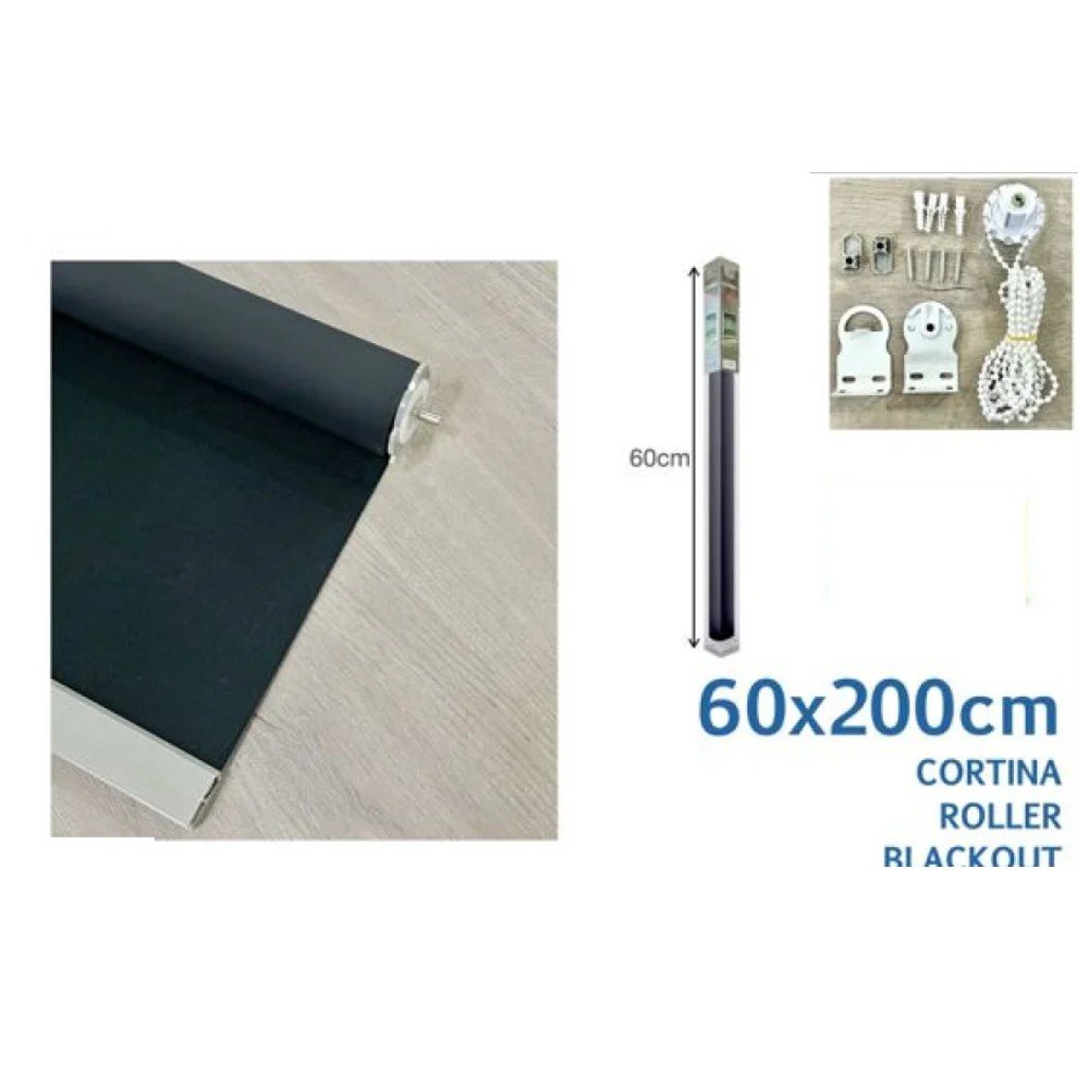CORTINA ROLLER BLACKOUT NEGRO 60 X 200 CM por mayor en Chile
