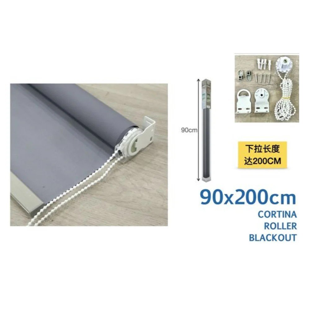 CORTINA ROLLER BLACKOUT GRIS 90 X 200 CM por mayor en Chile