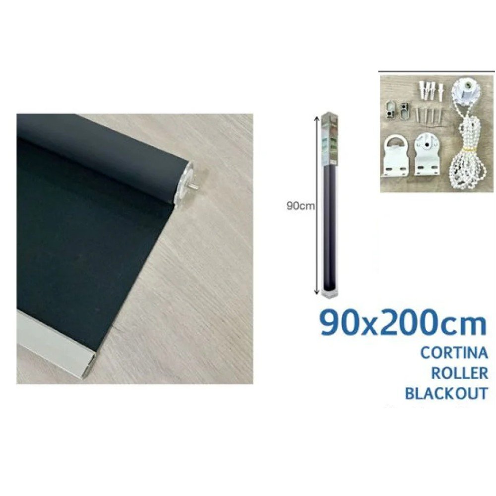 CORTINA ROLLER BLACKOUT NEGRO 90 X 200 CM por mayor en Chile
