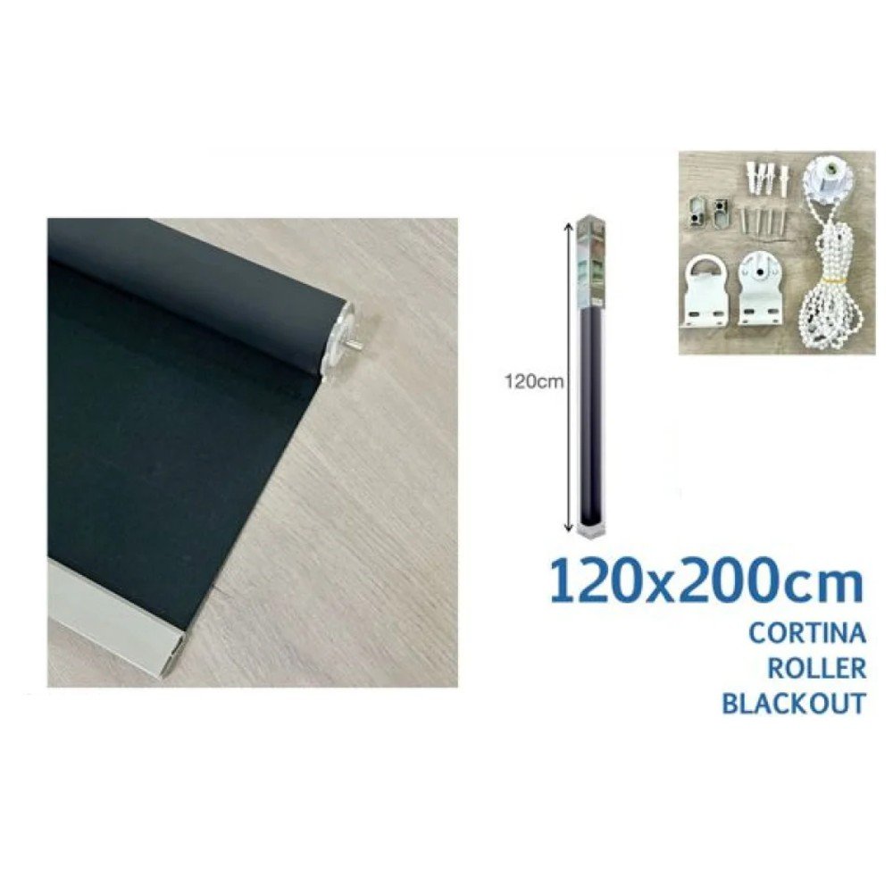 CORTINA ROLLER BLACKOUT NEGRO 120 X 200 CM por mayor en Chile
