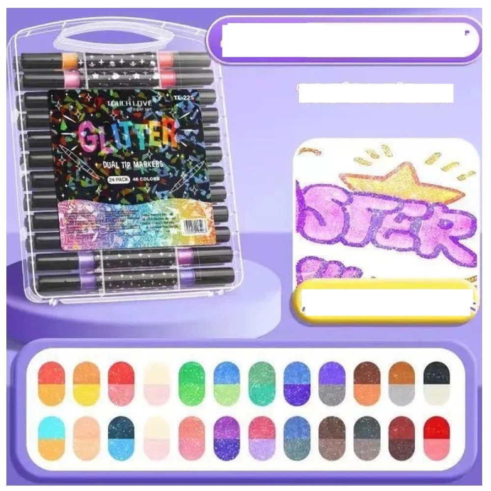 MARCADORES GLITTER DOBLE PUNTA 24 PZA por mayor en Chile
