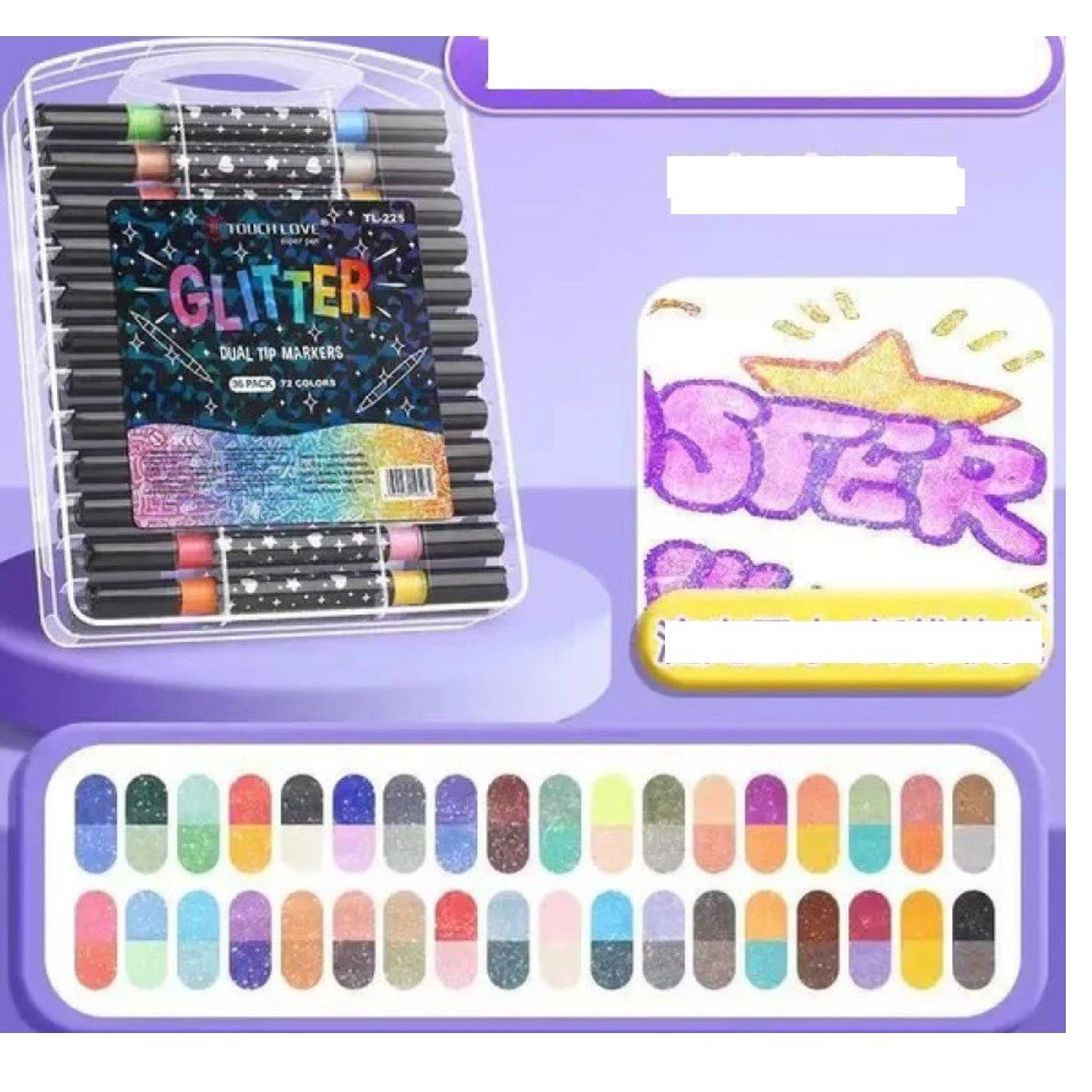 MARCADORES GLITTER DOBLE PUNTA 36 PZA por mayor en Chile