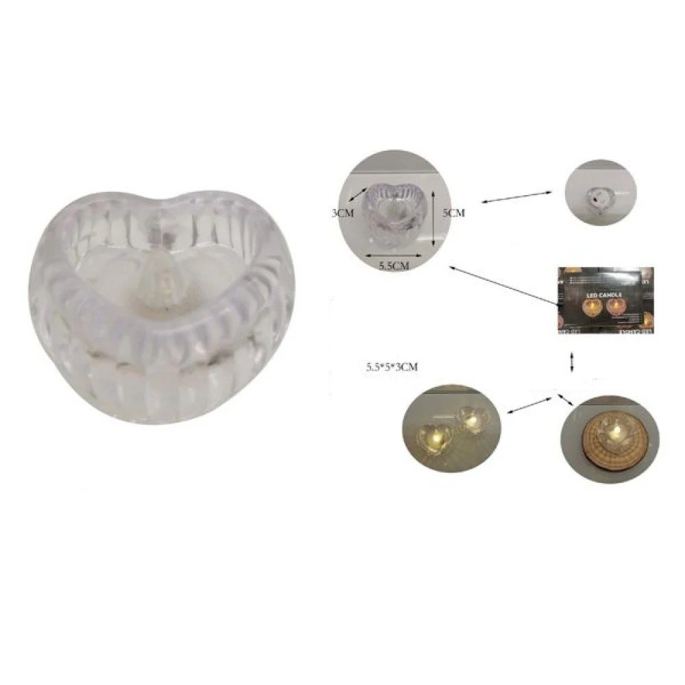 5.5*5*3 Velas de té transparentes con forma de corazón 5,5 X 5,3 CM por mayor en Chile