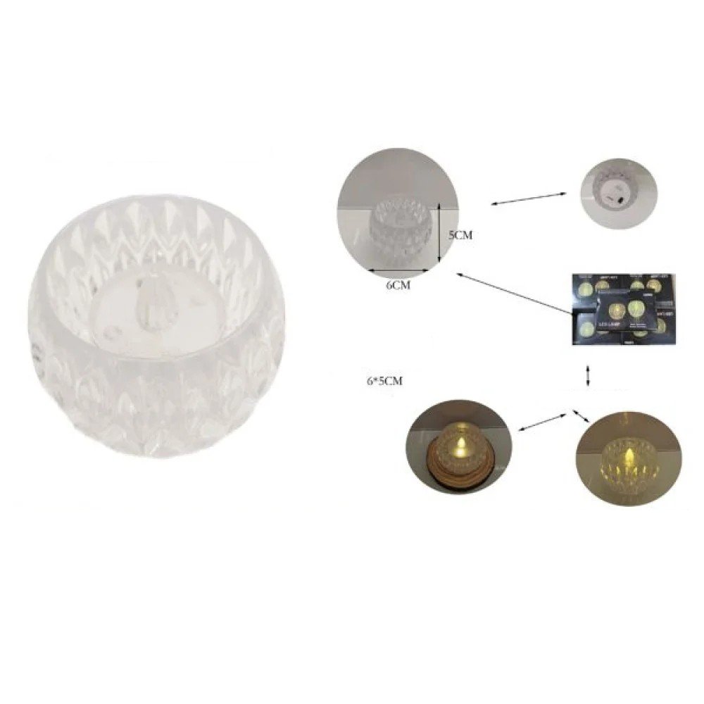 6*5 Velas de té transparentes con forma de bola de diamante 6 X 5 CM por mayor en Chile