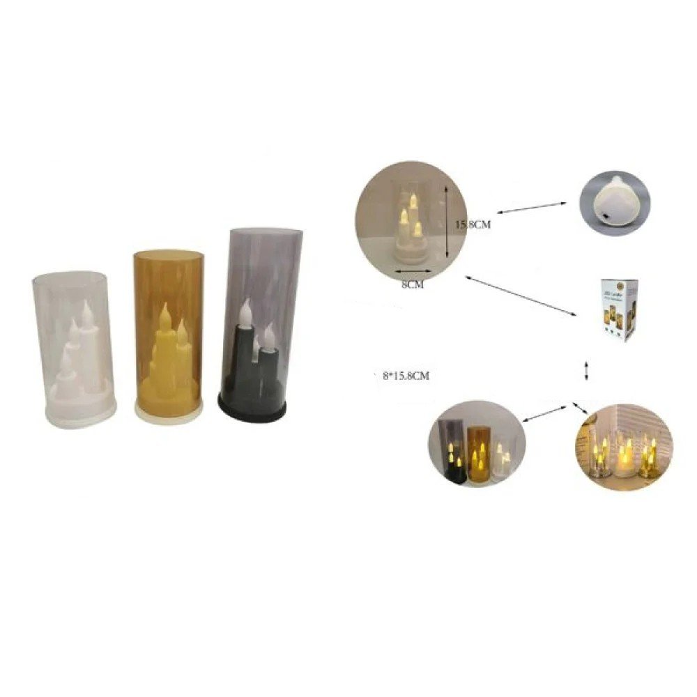 8*15.8 Velas de tres cabezas con tazas (colores mixtos blanco. beige y negro) 8 X 15,8 CM por mayor en Chile