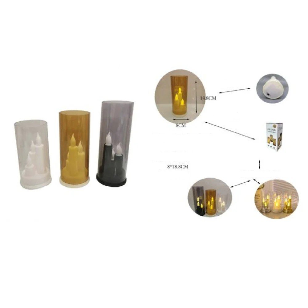 8*18.8 Velas de tres cabezas con tazas (colores mixtos blanco. beige y negro) 8 X 18,8 CM por mayor en Chile