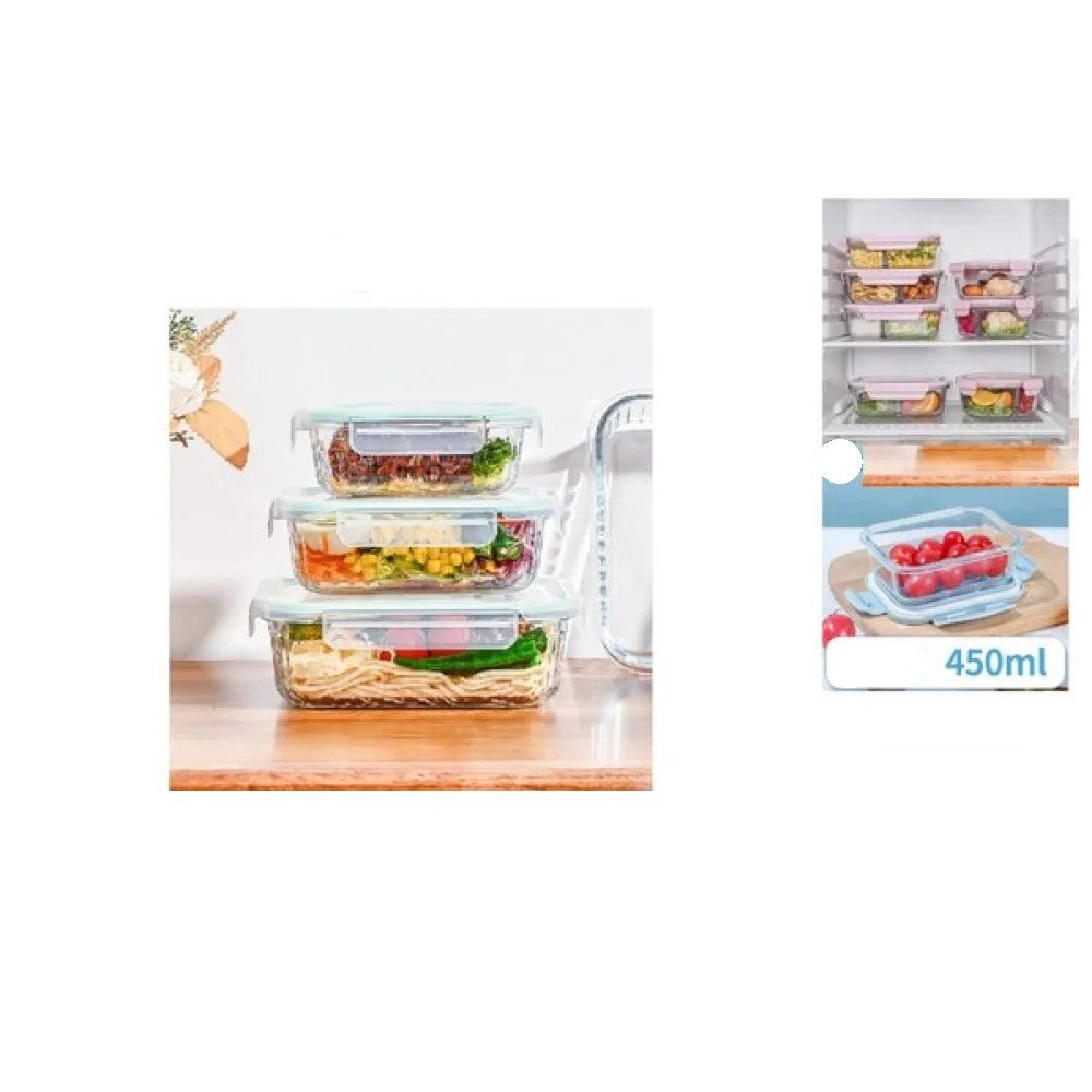 Caja rectangular peque?a de vidrio para almacenar alimentos de 450 ml 450ml por mayor en Chile