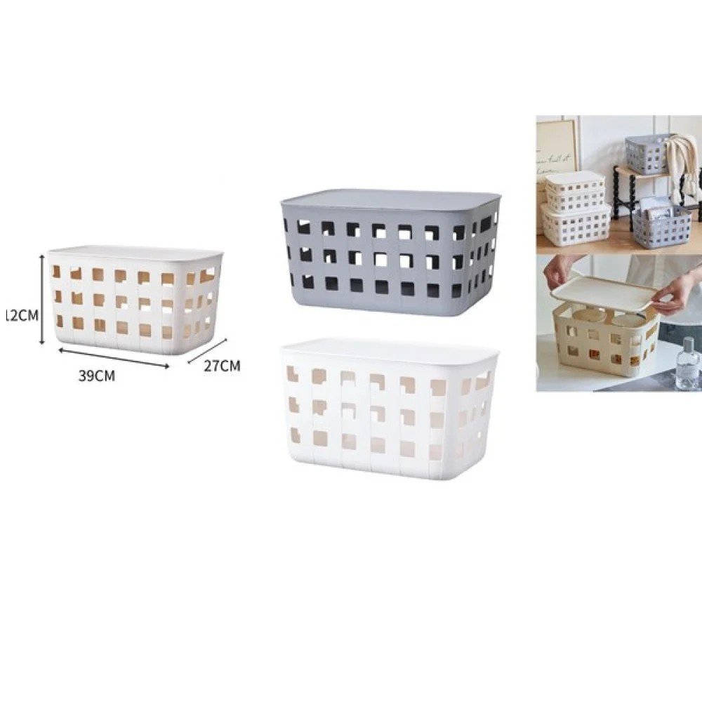 Cesta de almacenamiento con tapa de 39 x 27 x 12 cm (G) 39 x 27 x 12 cm por mayor en Chile