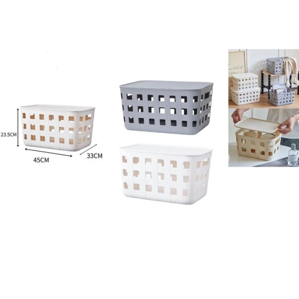 Cesta de almacenamiento con tapa de 45 x 33 x 23,5 cm (*G) 45 X 33 X23,5 CM por mayor en Chile