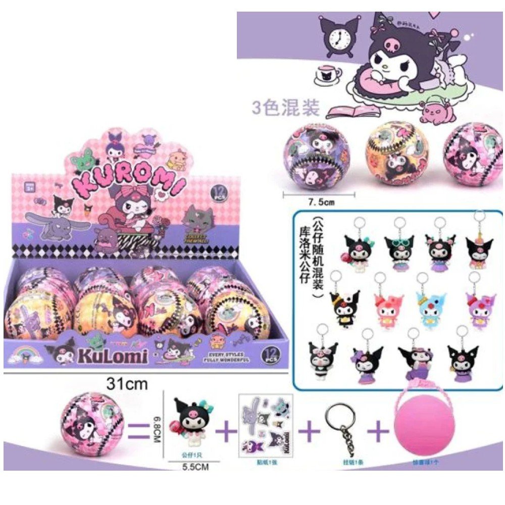 CAJA BOLAS SORPRESAS LLAVEROS KUROMI 12 PZA por mayor en Chile