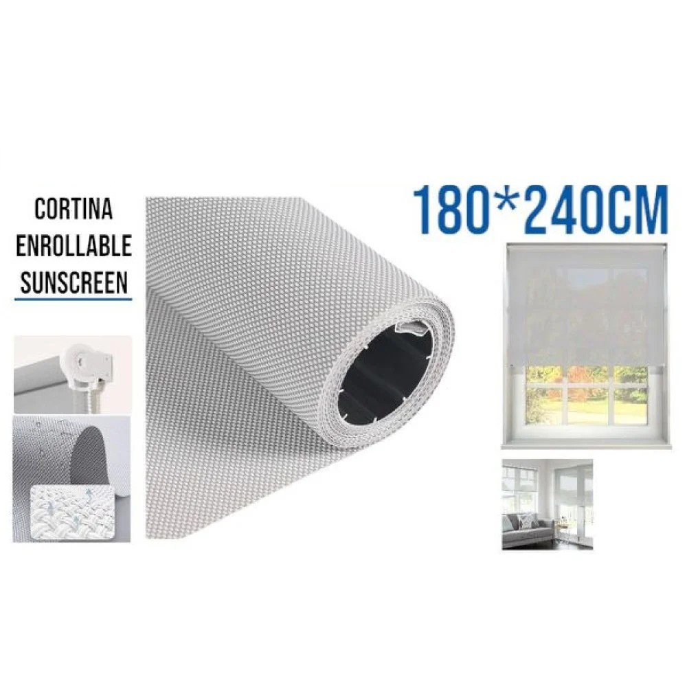 CORTINA ROLLER SUNSCREEN GRIS 180 X 240 CM por mayor en Chile