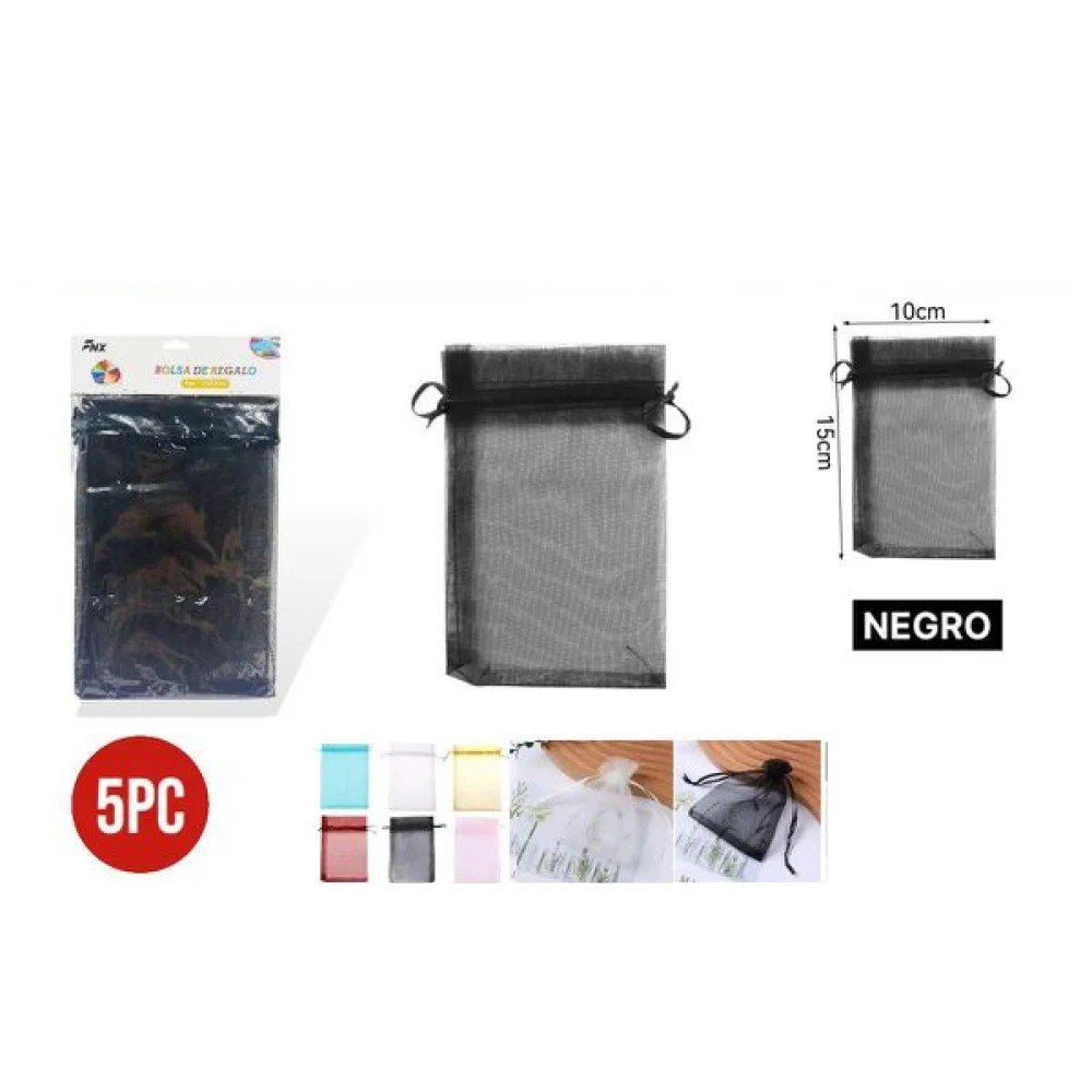 BOLSA ORGANZA NEGRO 5 PZA-10 X 15 CM por mayor en Chile