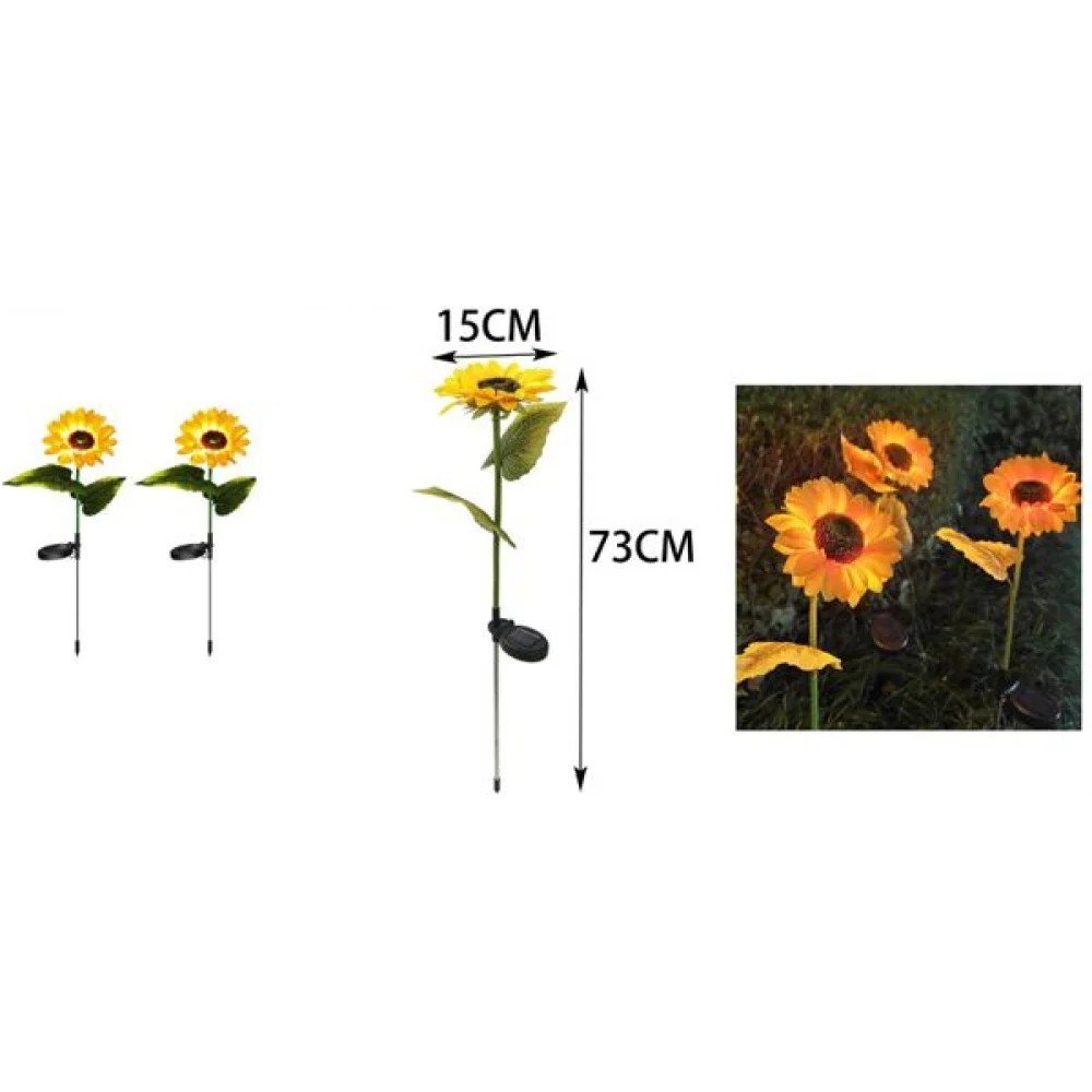 Lámpara solar cálida de girasol de 1 cabeza para jardín 15 X 73 CM por mayor en Chile