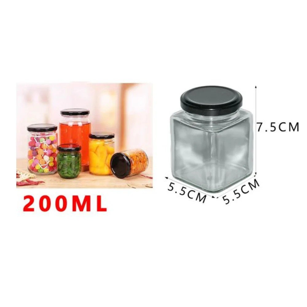 Botella cuadrada de 200 ml con tapa negra 200ml por mayor en Chile