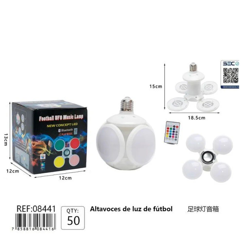 Altavoz LED de Fútbol UFO con Bluetooth 15 x 18.5 cm por mayor en Chile