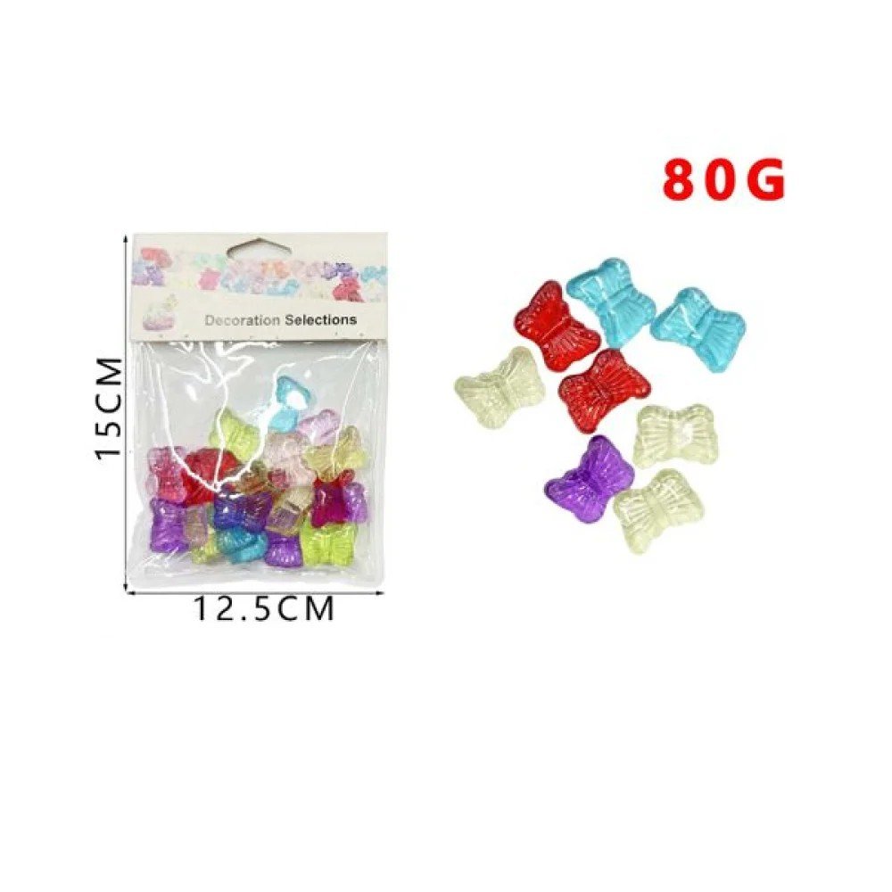 Mariposa acrílica de colores mixtos. 80G por mayor en Chile