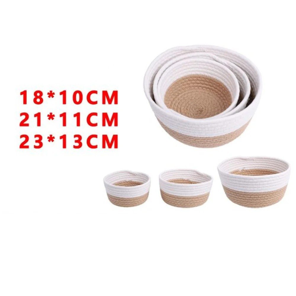 Tres juegos de tres cestas redondas. 18X10-21X11-23X13 CM por mayor en Chile