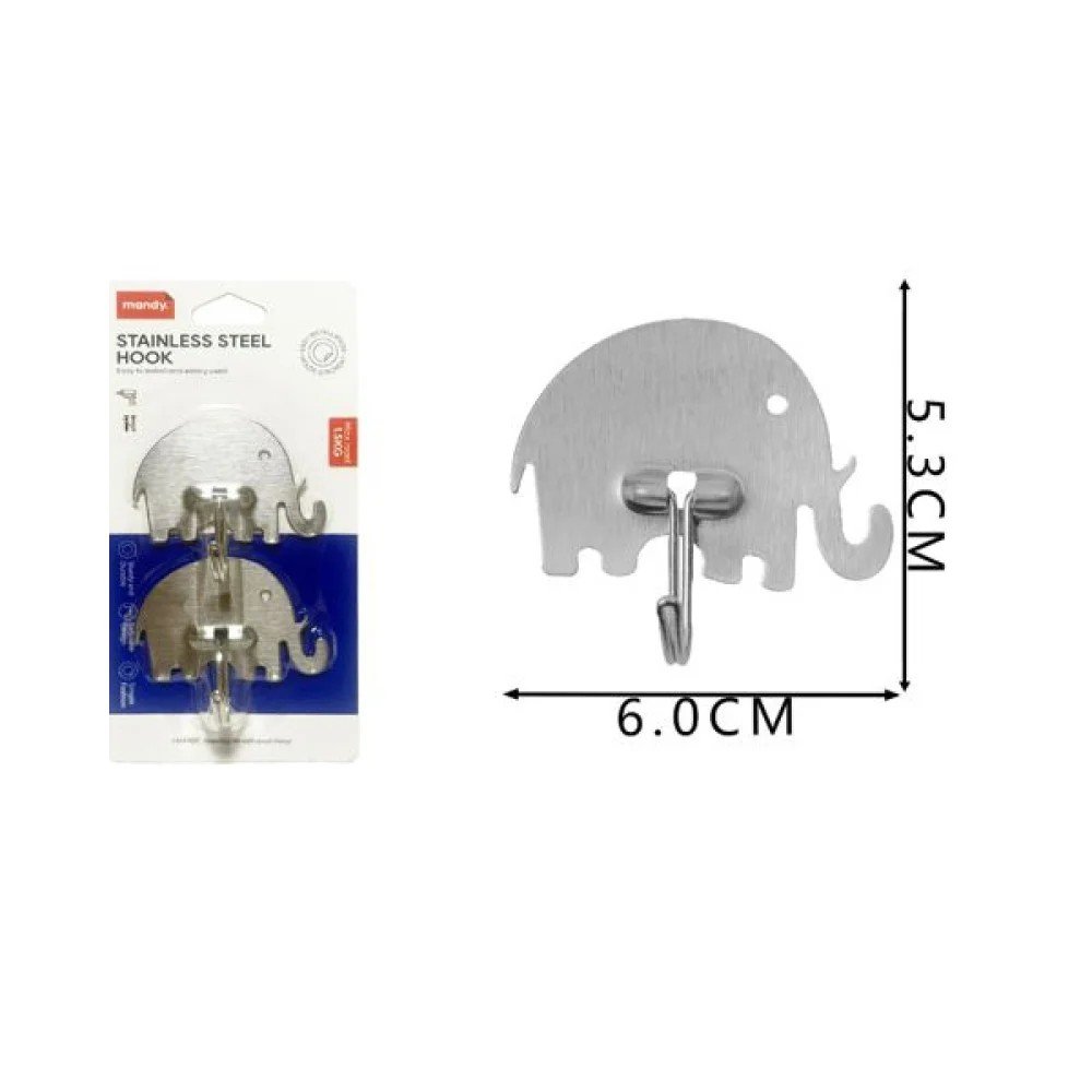 Ganchos de Acero Inoxidable con Forma de Elefante x2 6 X 5,3 CM por mayor en Chile