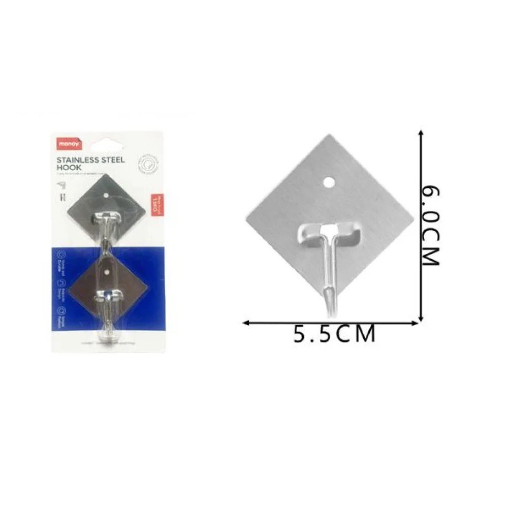 Ganchos de Acero Inoxidable con Forma de Diamante Grande x2 5,5 X 6 CM por mayor en Chile