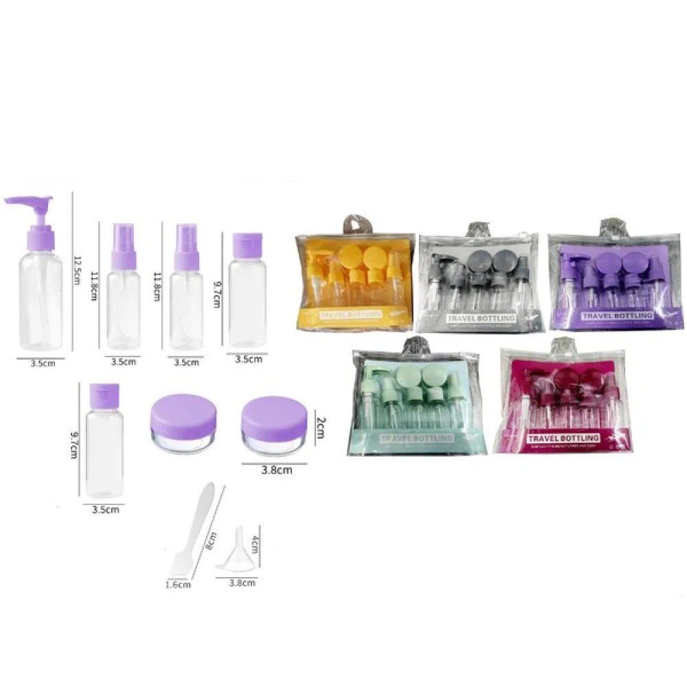 Set de viaje (bomba de 50 ml/spray de 50 ml/spray de 40 ml/2 frascos de loción de 40 ml/2 frascos de crema de 10 g/cuchara/cuchara dosificadora) 1 PZA por mayor en Chile