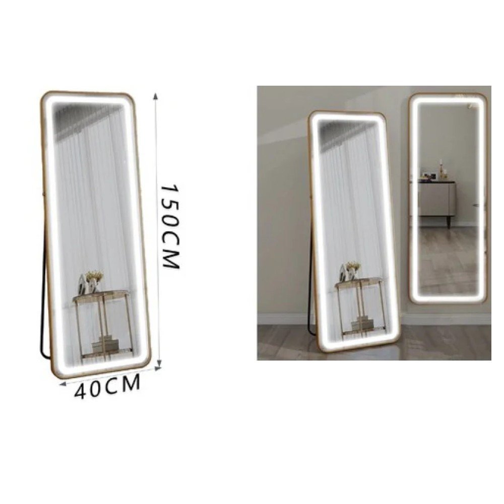 ESPEJO DE PIE DE ALEACION DE ALUMINIO LUZ LED 150 X 40 CM por mayor en Chile
