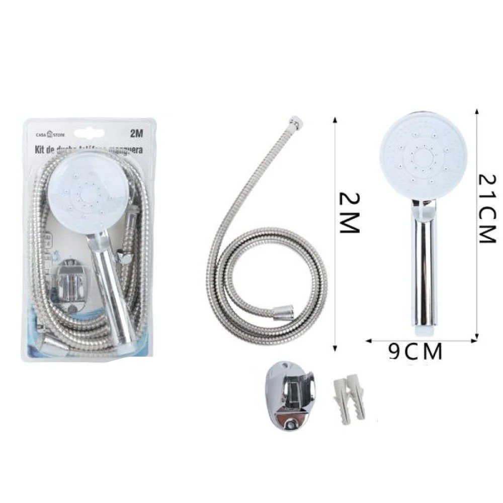 Rociador individual de refuerzo blanco + manguera de 2 m / Rociador de ducha de baño de 21 X 9 cm 21 X 9 CM-2M por mayor en Chile