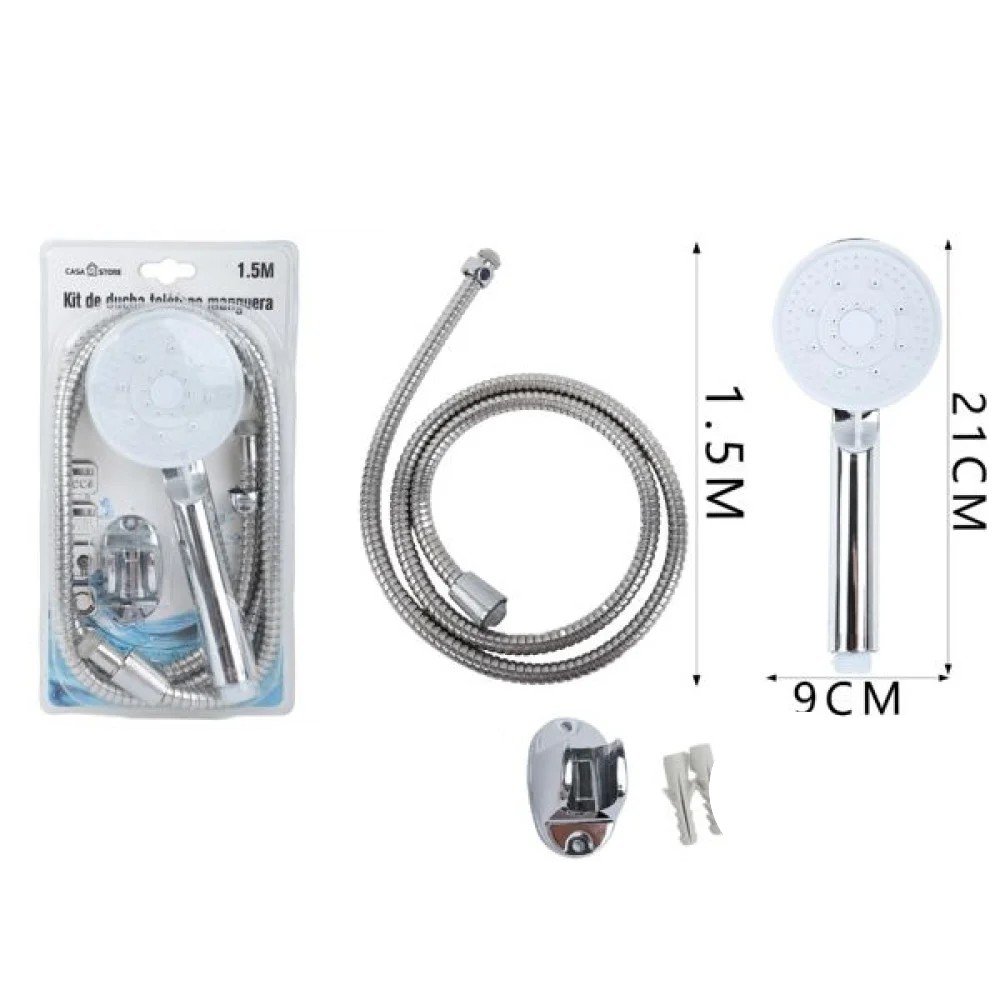 Rociador de ducha de baño con forma de harina blanca Booster + manguera de 1.5 m / Rociador de ducha de baño de 9 x 21 cm 21 X 9 CM-1,5 M por mayor en Chile