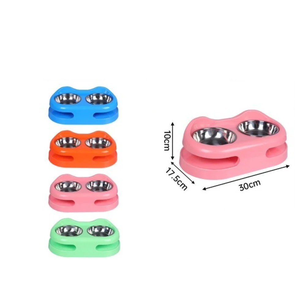 Comedero Doble para Mascotas 17,5 X 10 X 30 CM por mayor en Chile