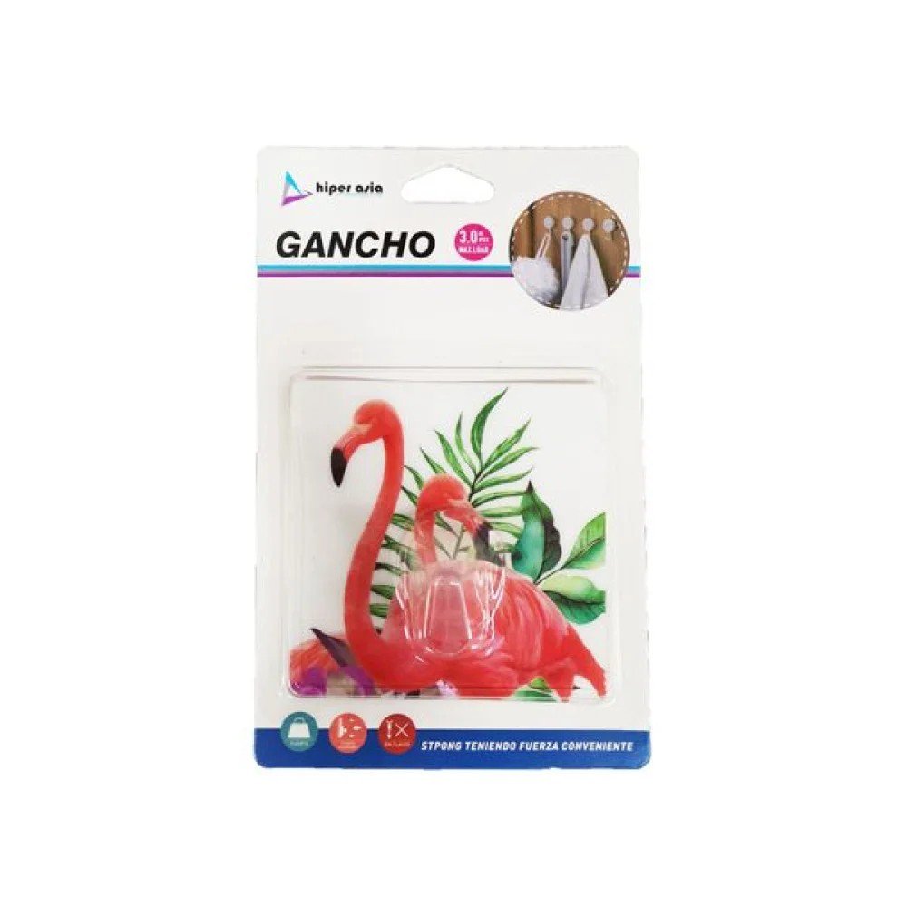 Gancho colgador adhesivo con diseño de flamenco 3kgSin factura, sin descuento-50% 1 Pza por mayor en Chile
