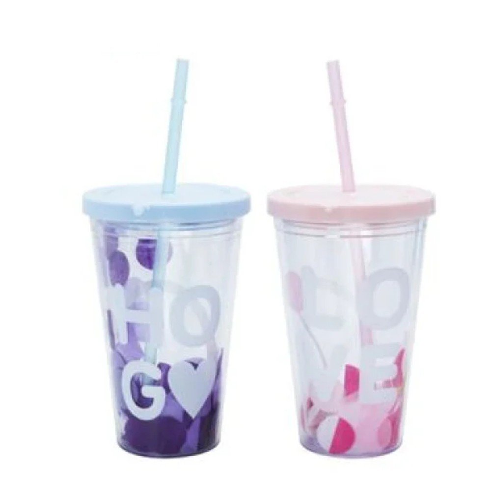 VASO ESTAMPADO CON PAJITA 450 ML por mayor en Chile