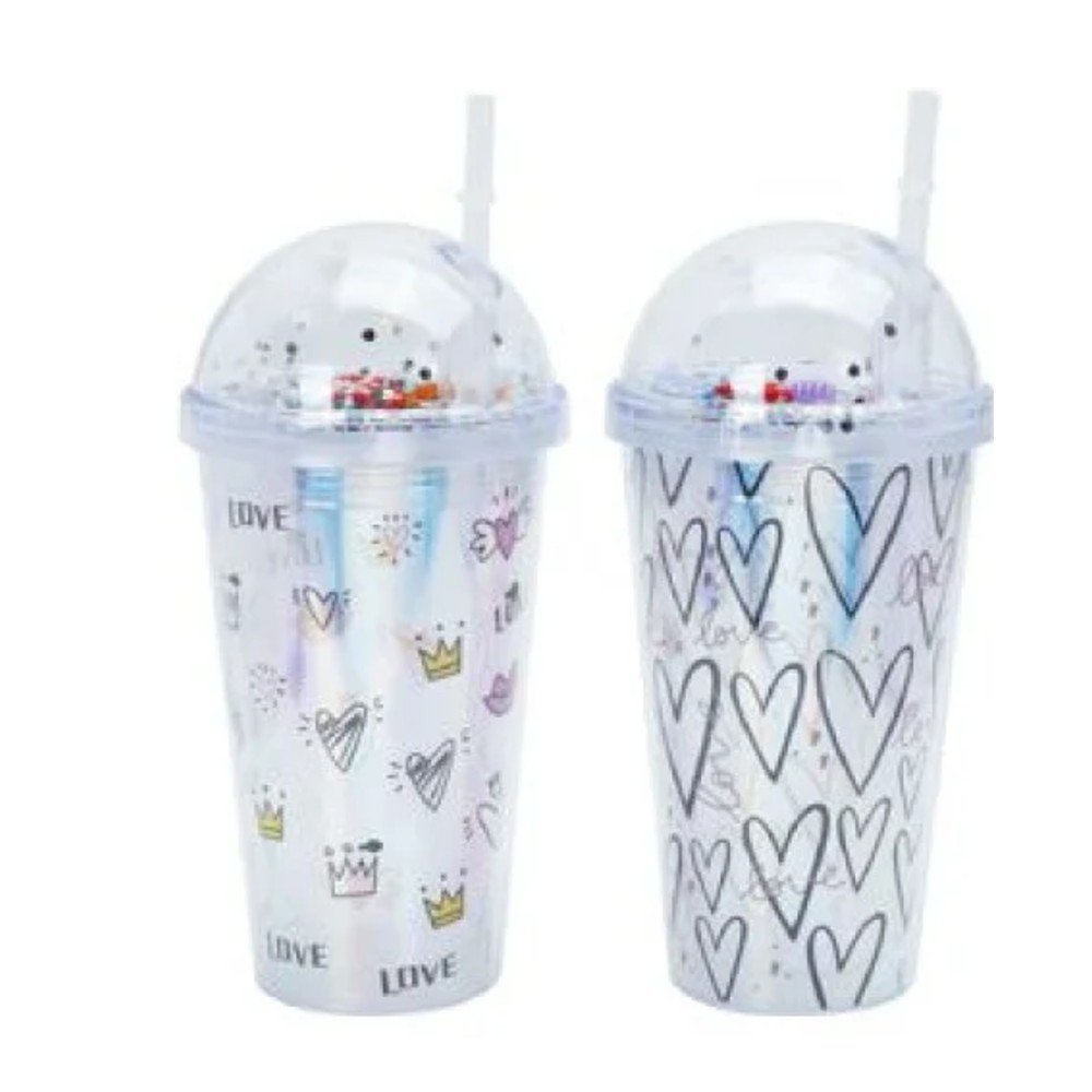 VASO ESTAMPADO CON PAJITA 450 ML por mayor en Chile