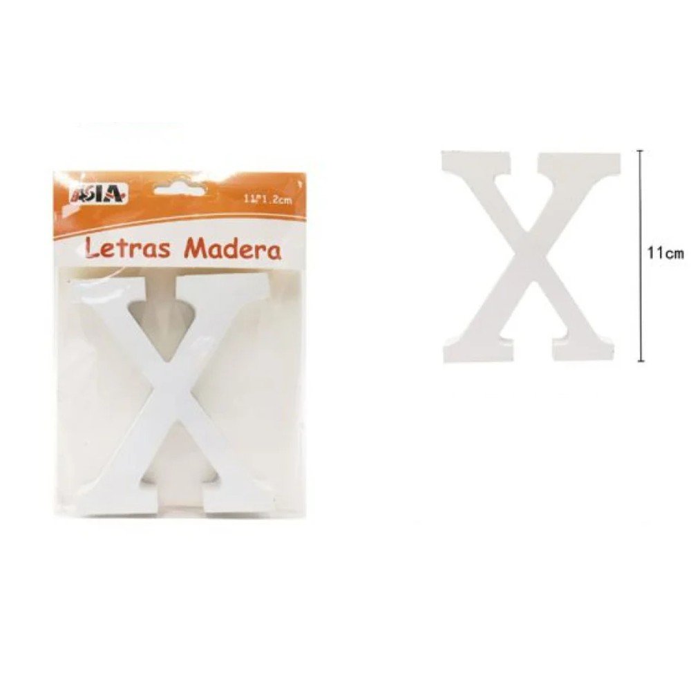 LETRA X DE MADERA BLANCA 11 CM por mayor en Chile