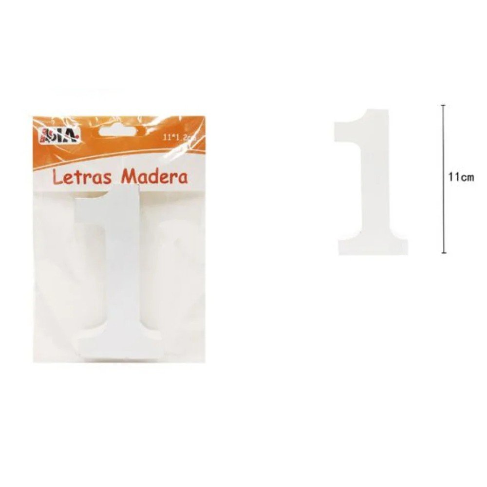 NUMERO 1 DE MADERA BLANCO 11 CM por mayor en Chile