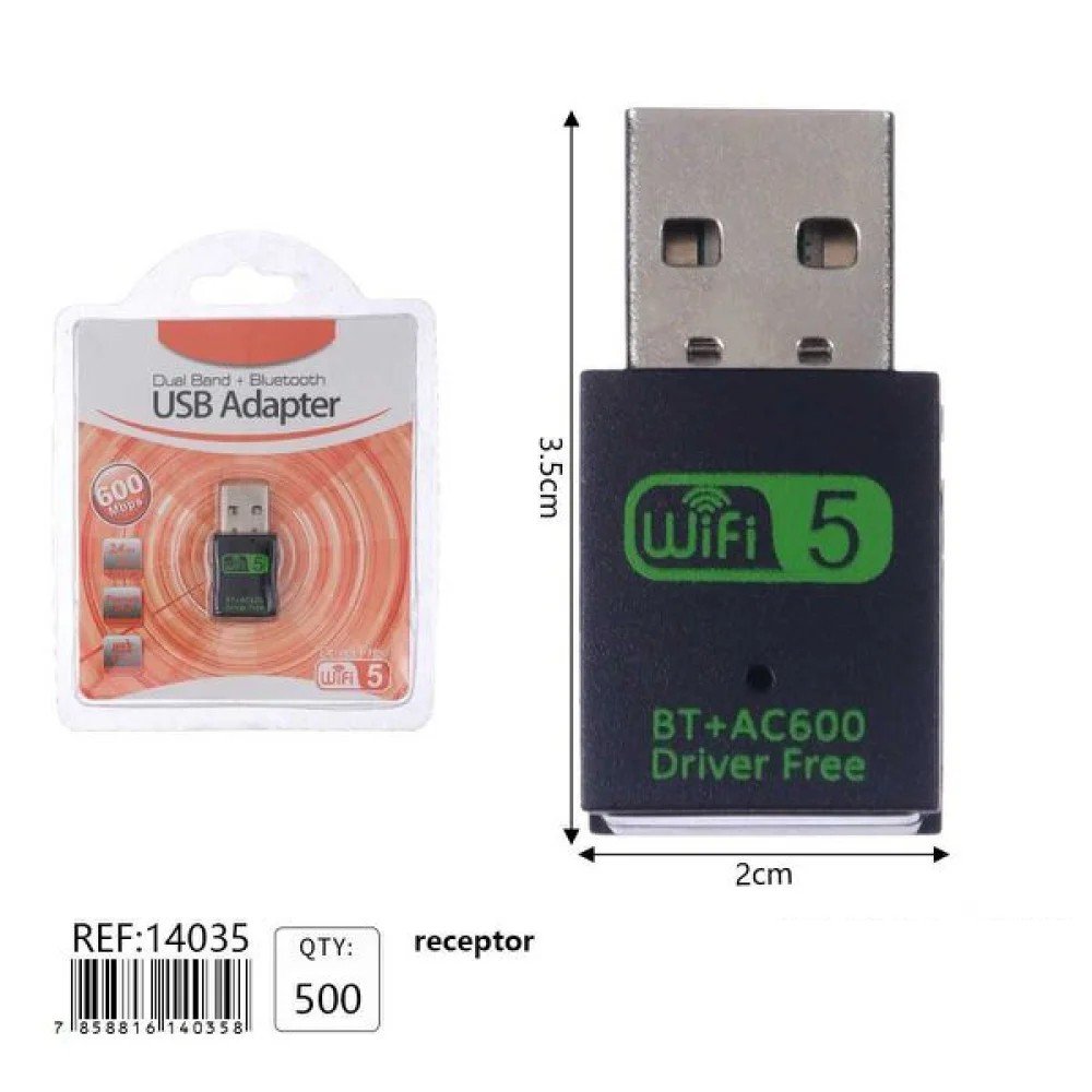Adaptador USB WiFi 5 BT+AC600 Driver Free 1 Pza por mayor en Chile