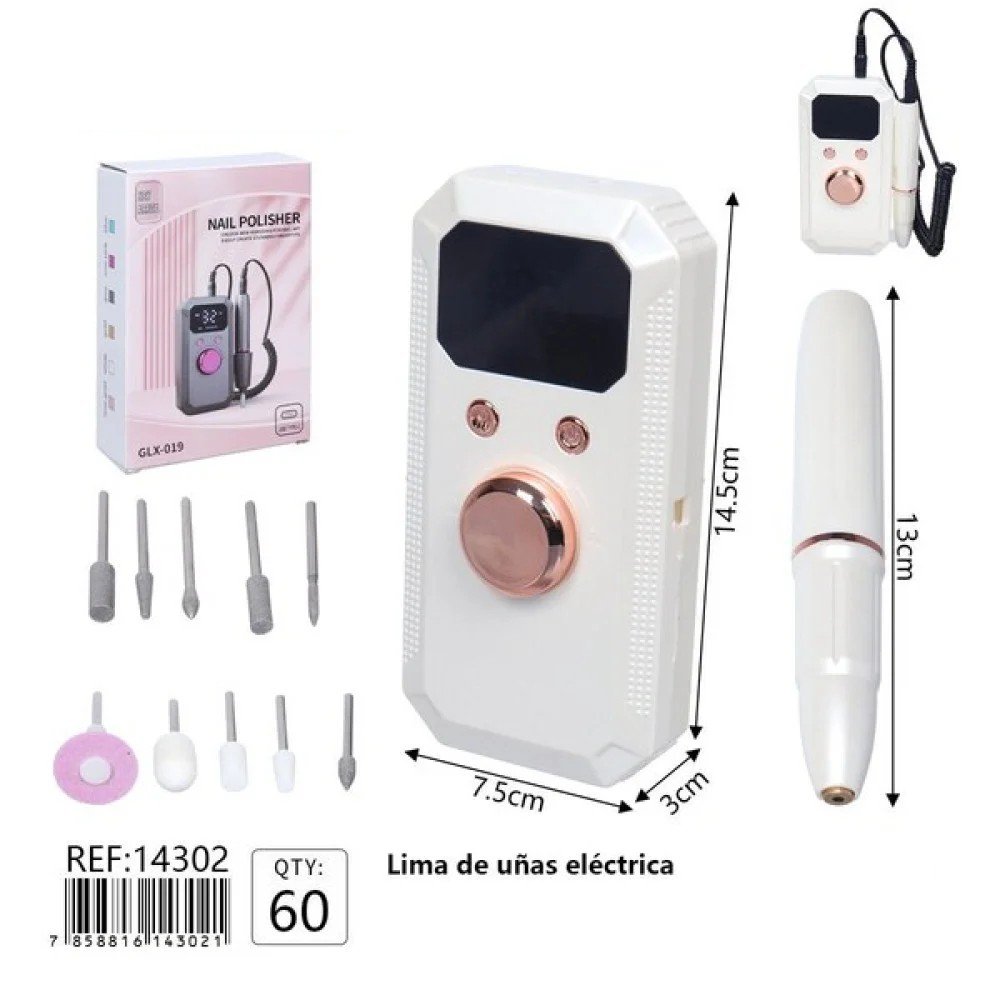 Lima de Uñas Eléctrica Profesional GLX-019 14.5 x 7.5 x 3 cm por mayor en Chile