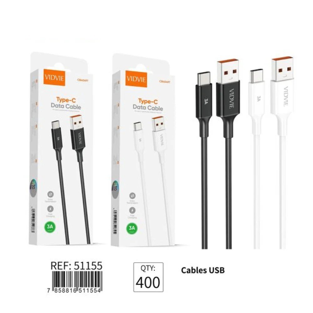 Cable USB Tipo-C VIDVIE 51155 1 Pza por mayor en Chile