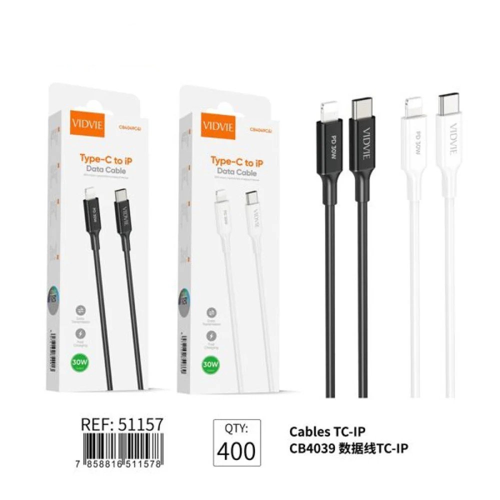 Cable Type-C a Lightning VIDVIE CB4039 30w por mayor en Chile