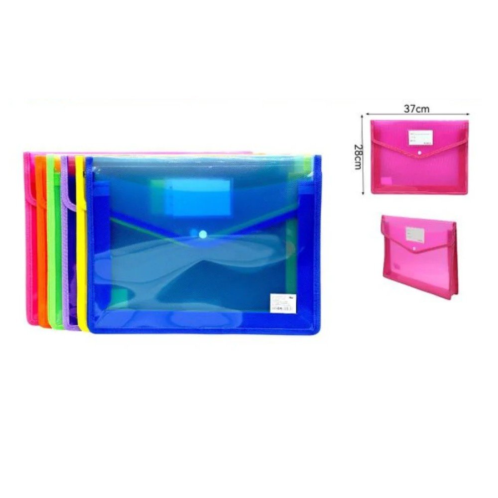 CARPETA ARCHIVADOR TRANSLUCIDO MONOCOLOR CON BOTON 37 X 28 CM por mayor en Chile