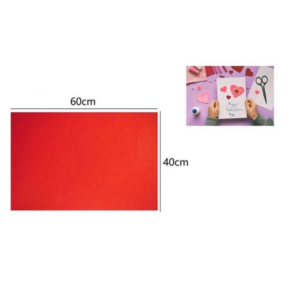 PAPEL FIELTRO ROJO 10 PZA-40 X 60 CM por mayor en Chile