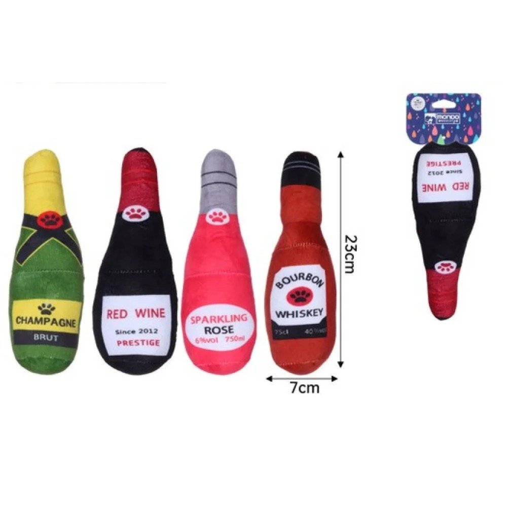 BOTELLA DE VINO DE PELUCHE 23 X 7 CM por mayor en Chile