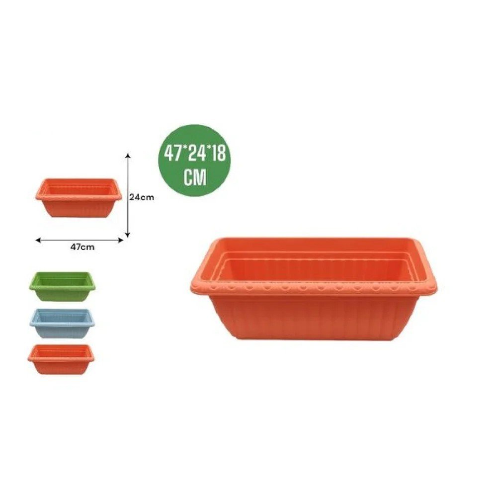 MACETA RECTANGULAR BORDE 24 X 47 CM por mayor en Chile