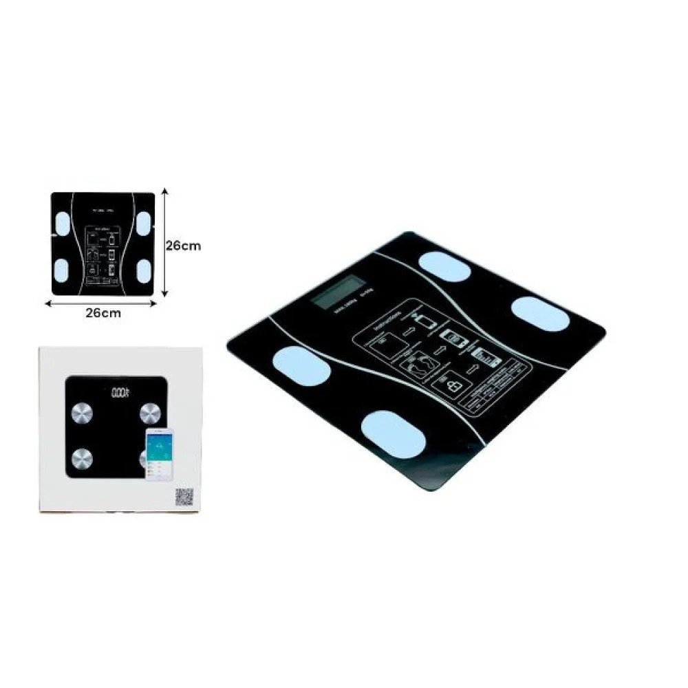 PESA BAÑO VIDRIO 4 BLOQUES METAL NEGRO 26 X 26 CM por mayor en Chile