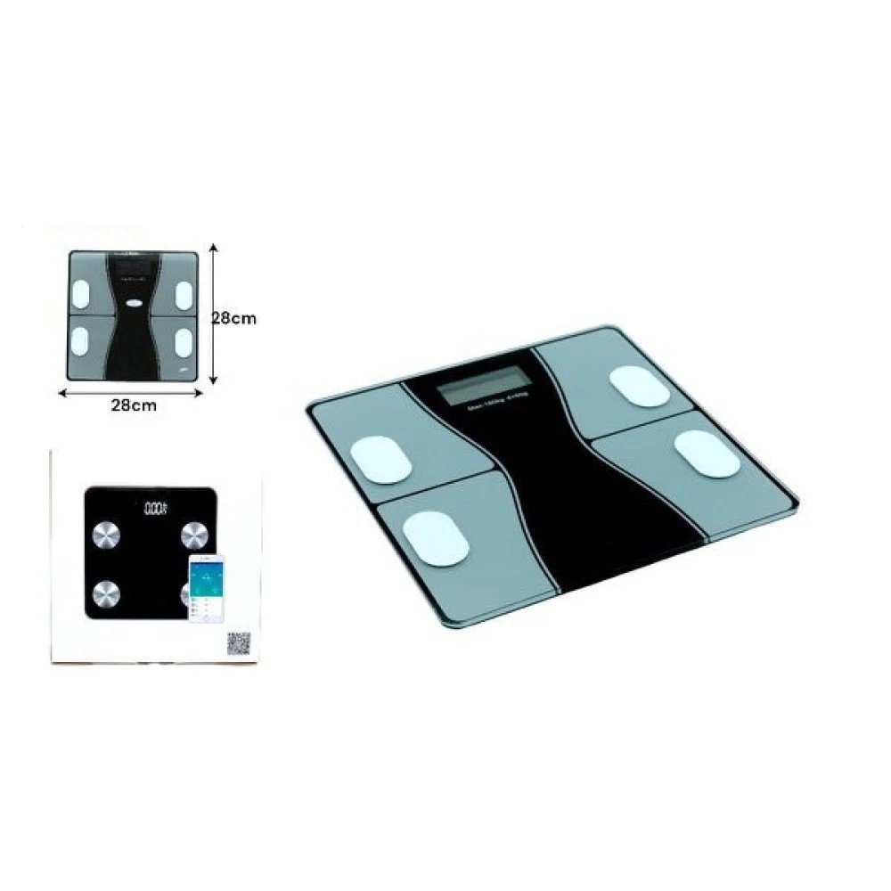 PESA BAÑO VIDRIO 4 BLOQUES METAL NEGRO GRIS 28 X 28 CM por mayor en Chile