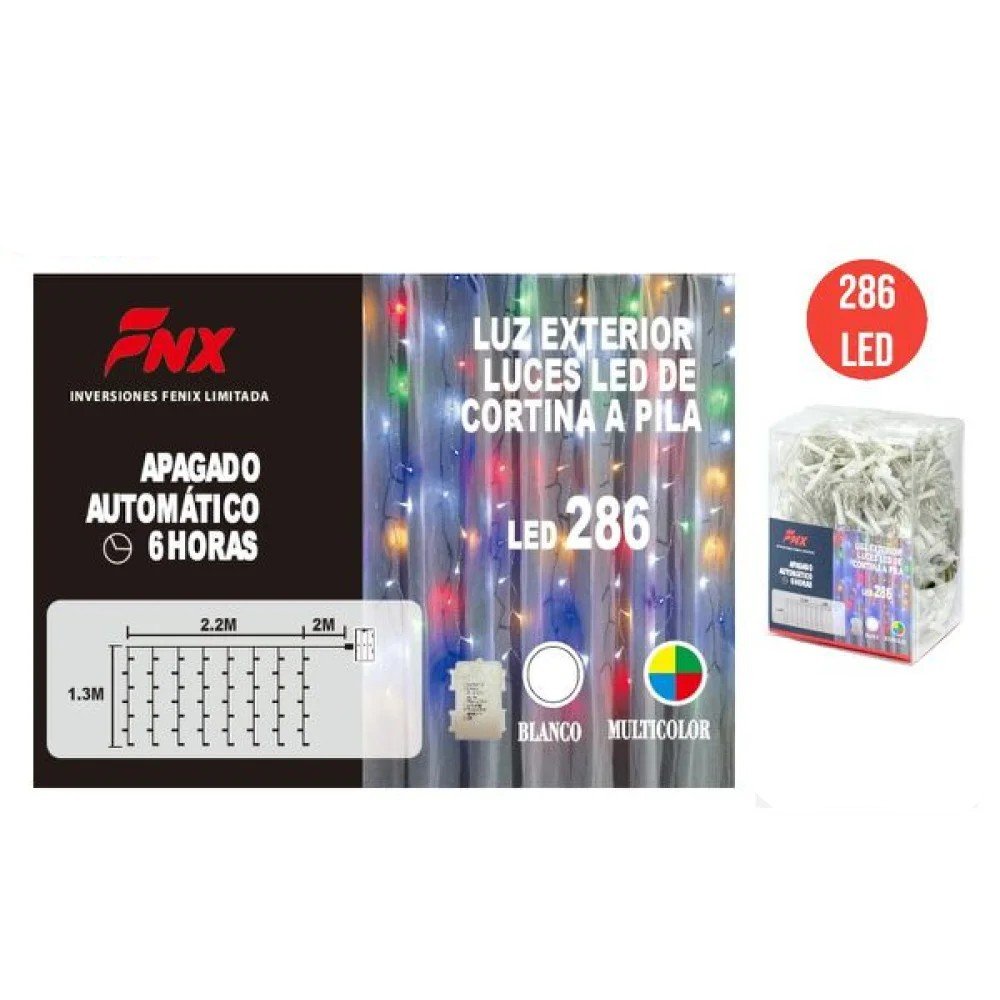 286L 2.2M*1.3M CORTINA LED 3M PILA AA 6 pza por mayor en Chile