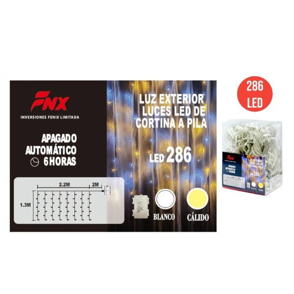 286L 2.2M*1.3M CORTINA LED 3M PILA AA 6 pza por mayor en Chile
