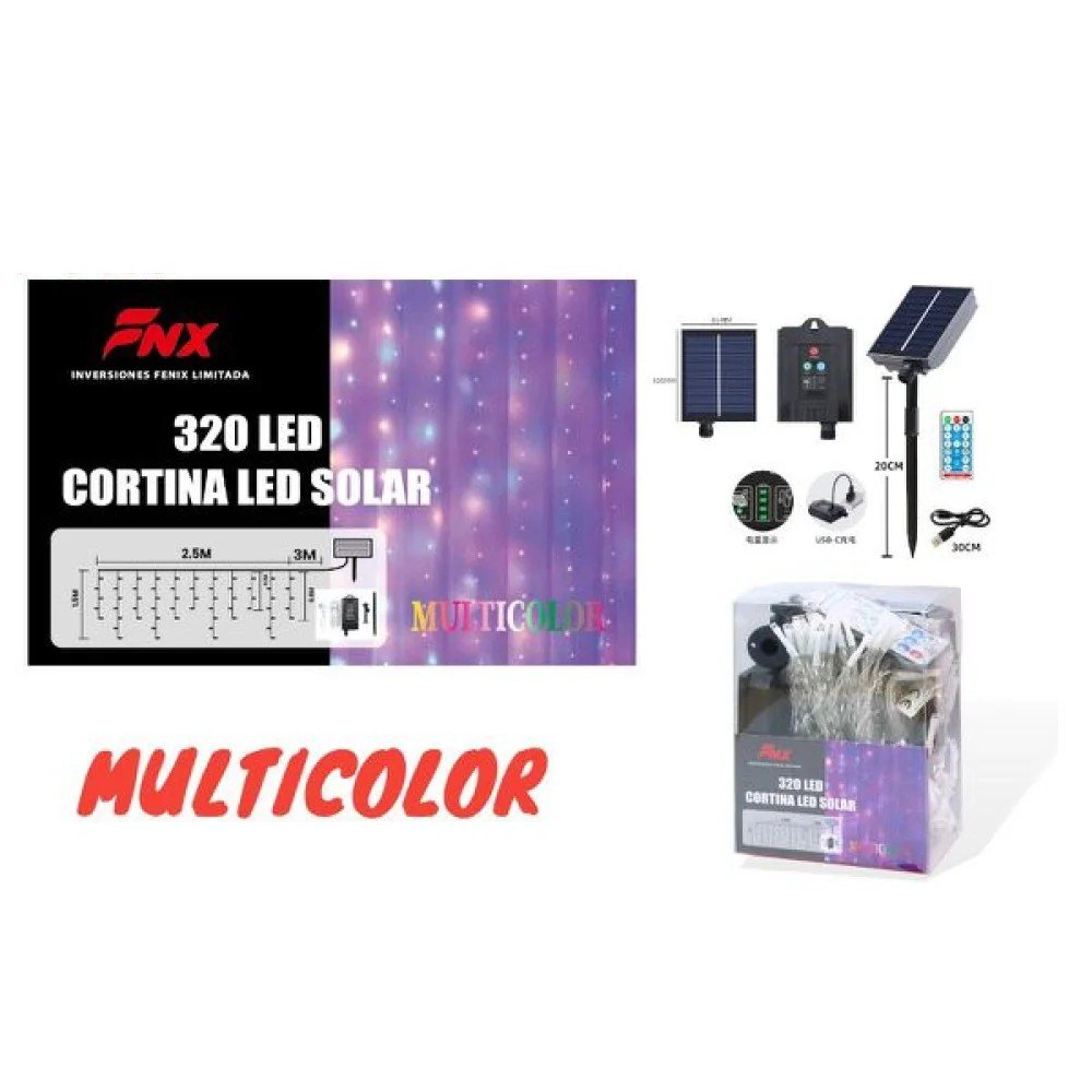 320L CASCADA LED SOLAR CON MANDO 2.5M*1.5M 6 pza por mayor en Chile