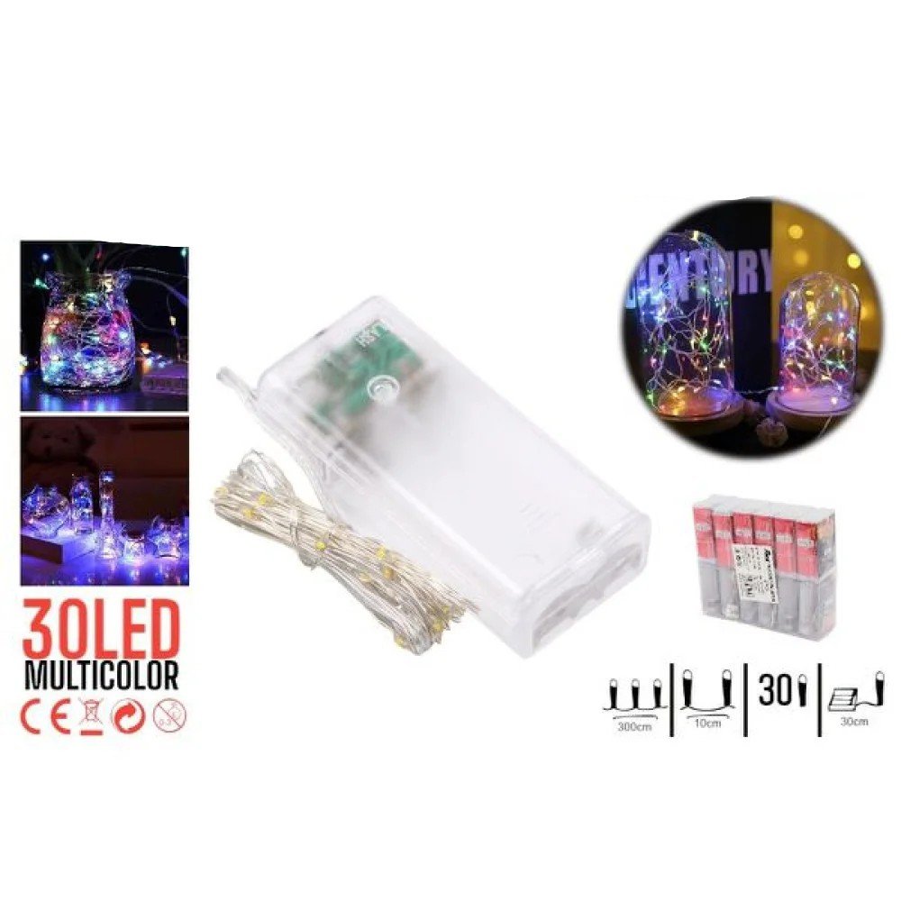 H17 30L LED PILAS HILO COBRE LUZ 4 COLORES 30L-12 pza por mayor en Chile